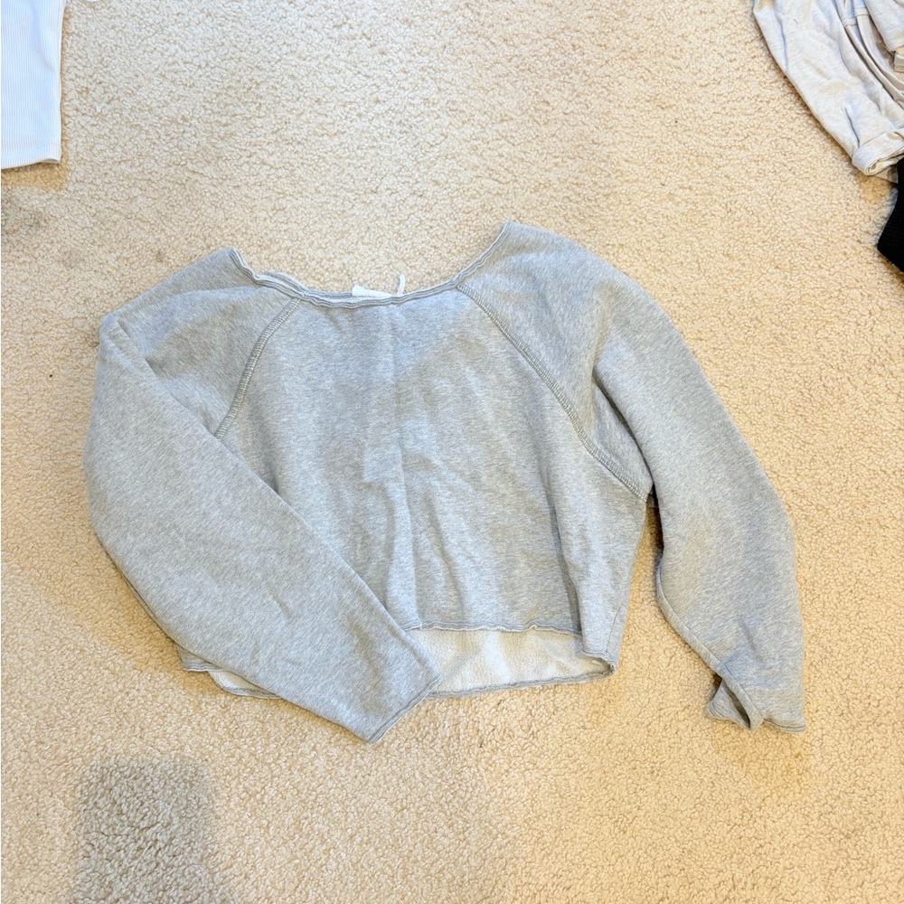 Urban Outfitters Heather Gray Off the Shoulder Sweatshirt